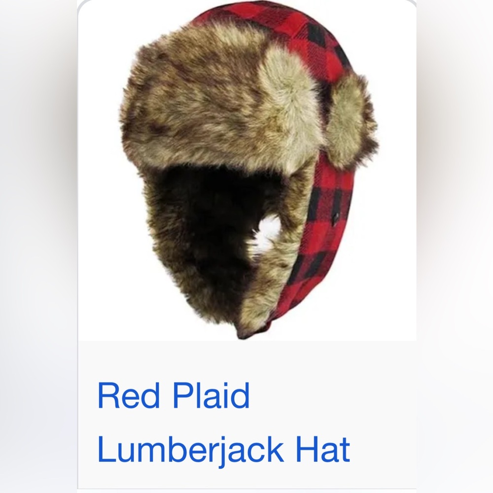 Men's Red and Brown Fur-Trimmed Hat